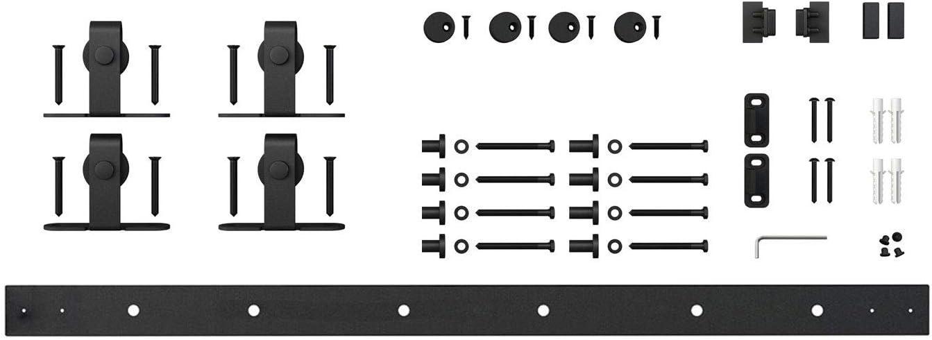 Architectural Products 60" Mini Barn Door Hardware Kits for Double Cabinet Doors Top Mount Design in Matte Black FSDH-TOPMT-BK-5-DD trimmable Down to 55" No TV Stand