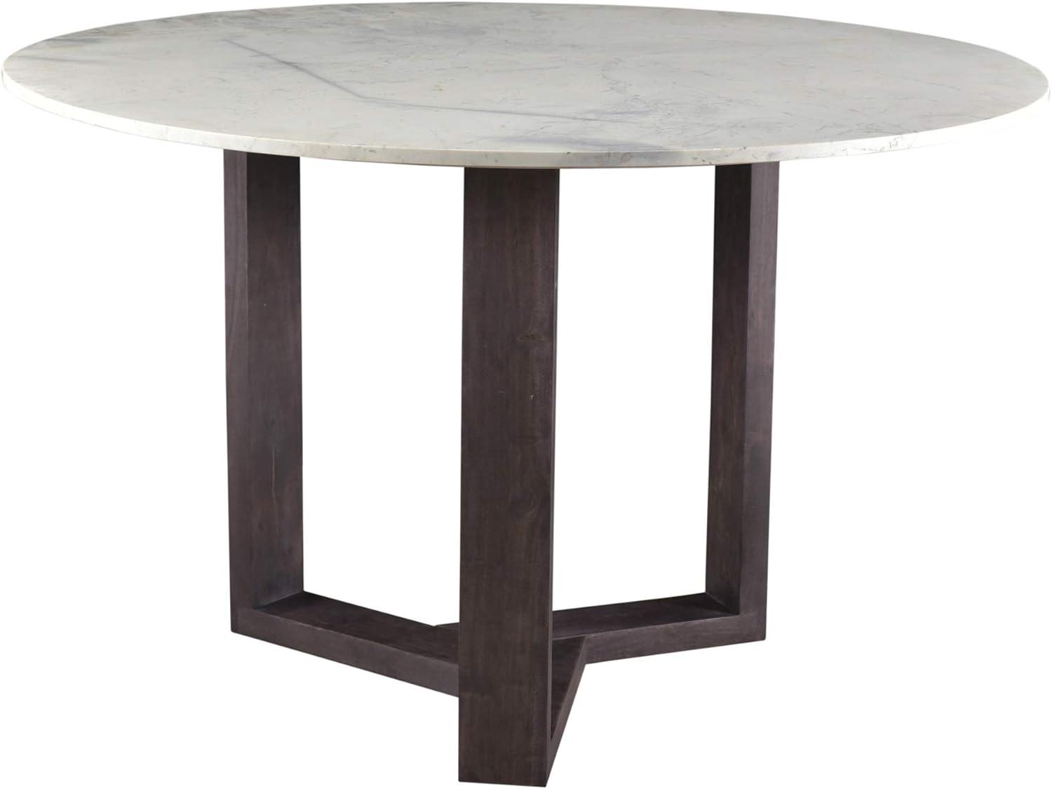 Scandi-Style 48" White Marble Round Dining Table for Six