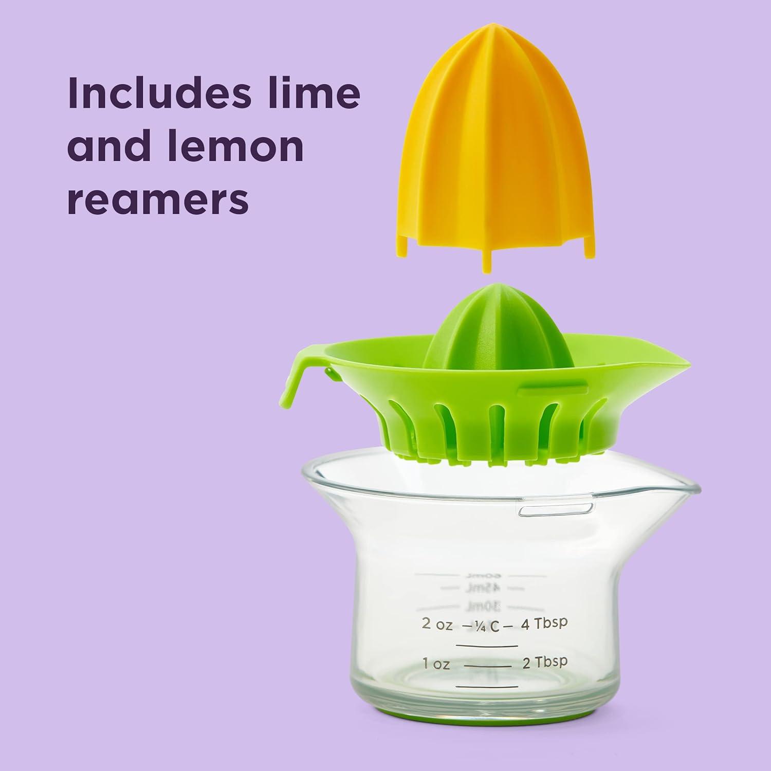 Yellow and Green Manual Citrus Juicer with Measuring Carafe