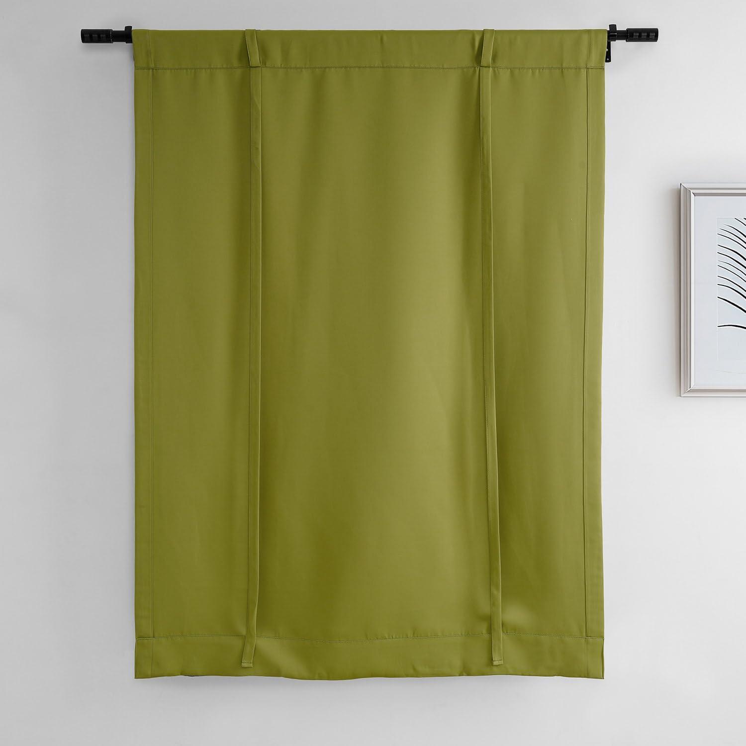 Moss Green Polyester Blackout Tie-Up Curtain Panel 46" x 63"