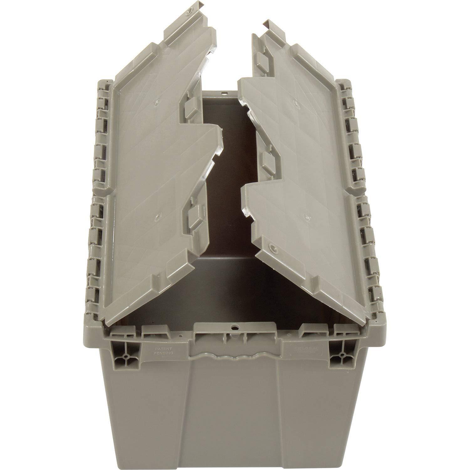 Gray Plastic Hinged Lid Storage Container 21-7/8x15-1/4x12-7/8