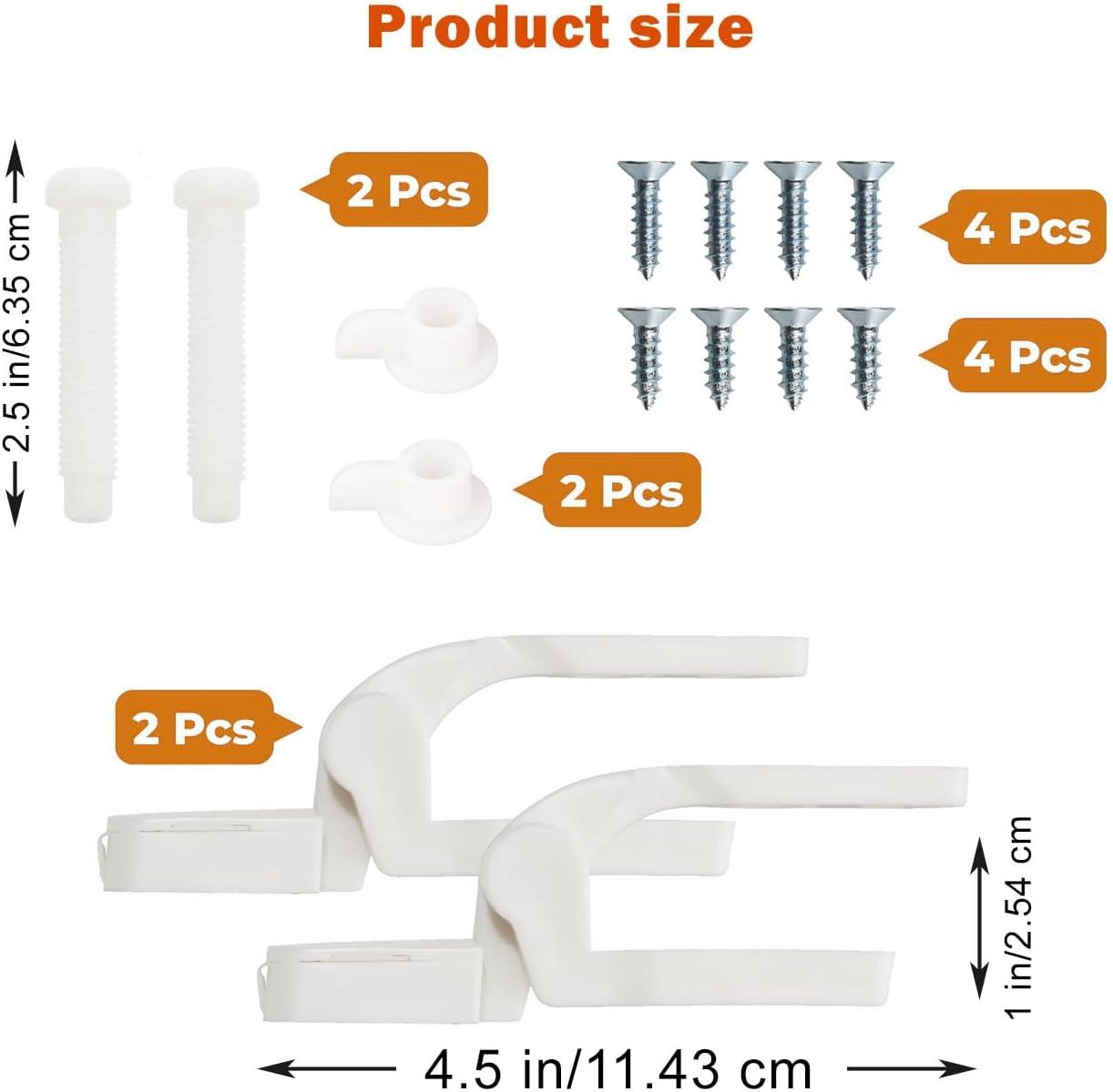 2Pcs Toilet Seat Hinge Includes Plastic Bolts Kit Fits Most plastic Toilet Seat Covers