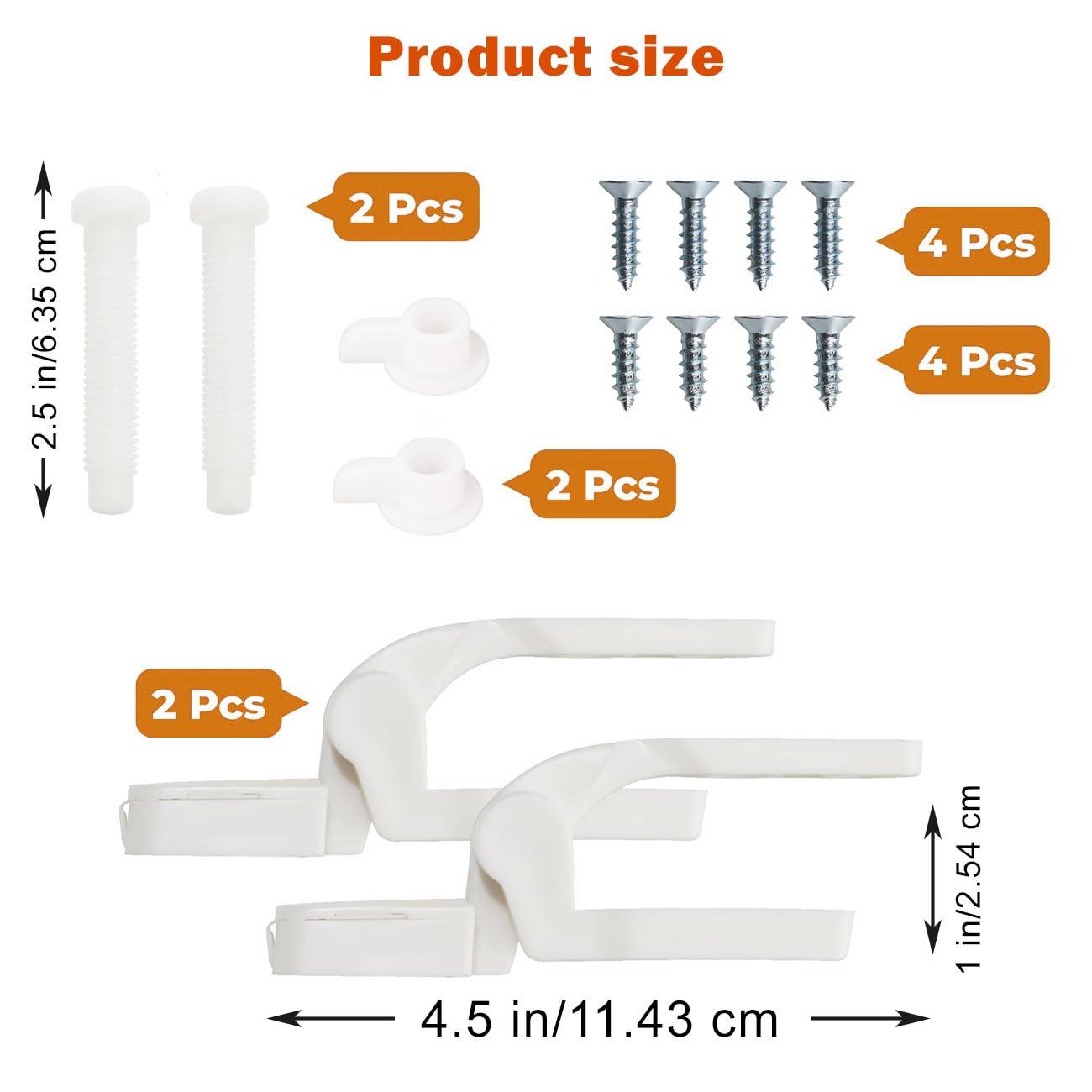 2Pcs Toilet Seat Hinge Includes Plastic Bolts Kit Fits Most plastic Toilet Seat Covers