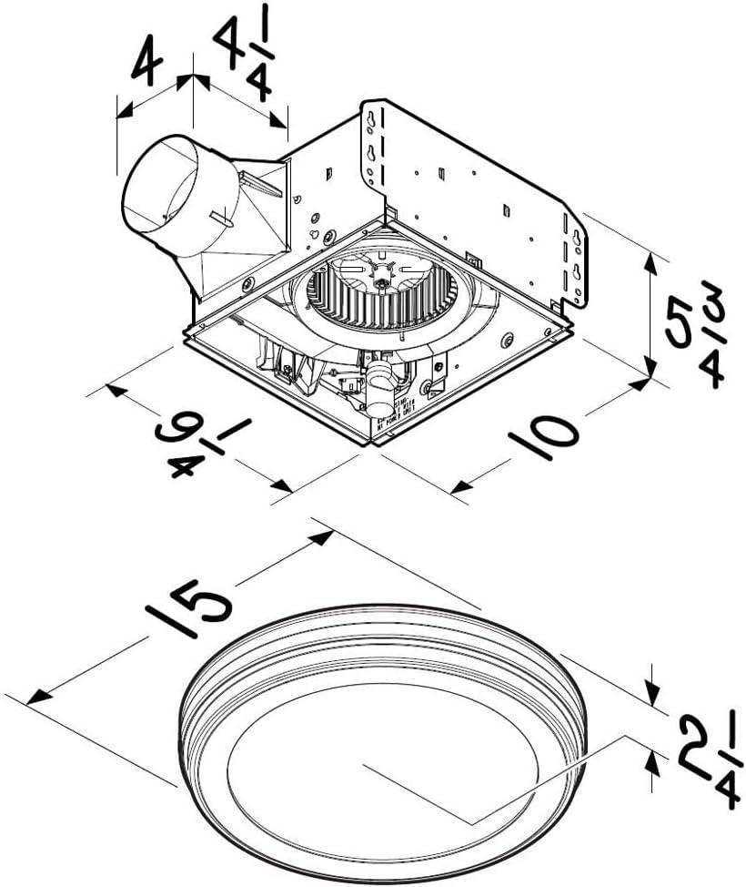 White Polycarbonate LED Bathroom Exhaust Fan with Humidity Sensor