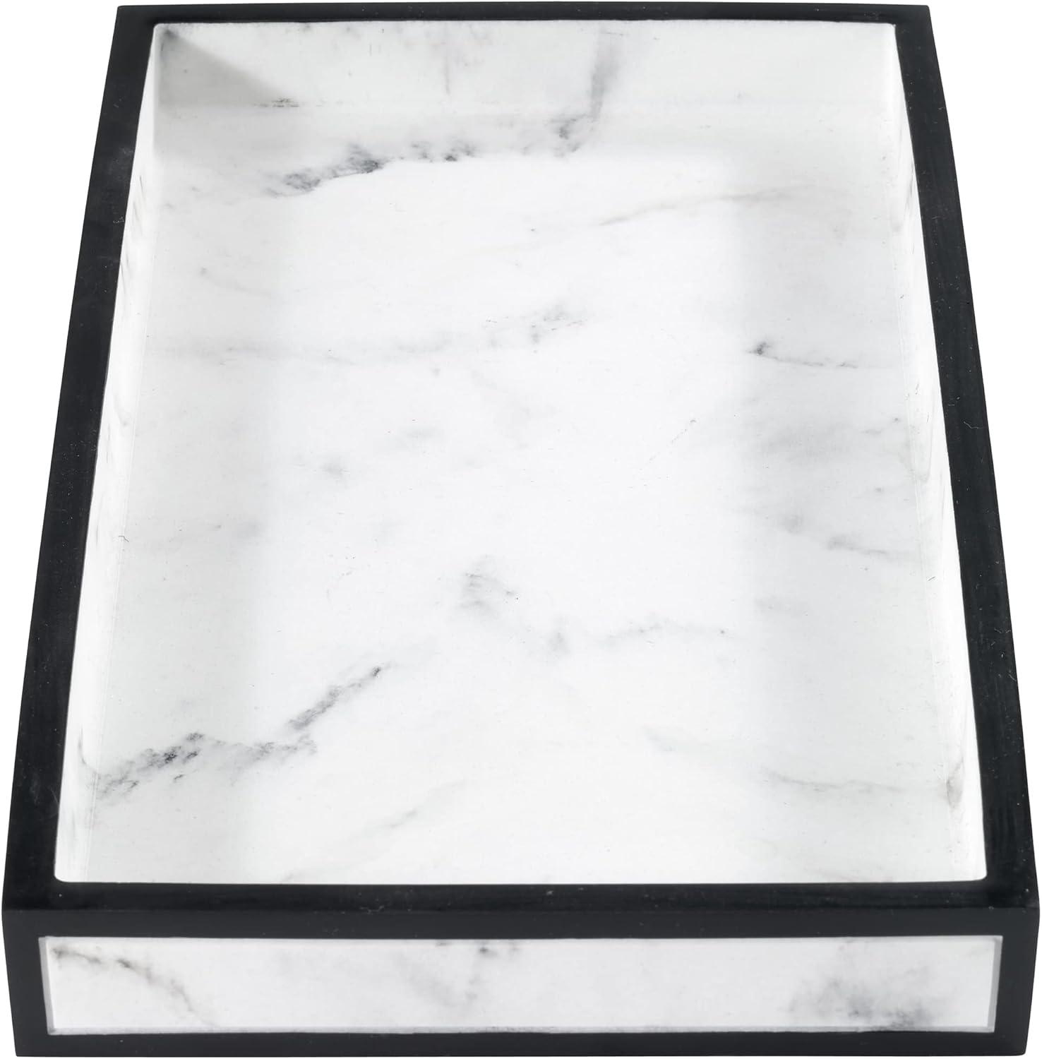 Rectangular White and Black Resin Vanity Tray