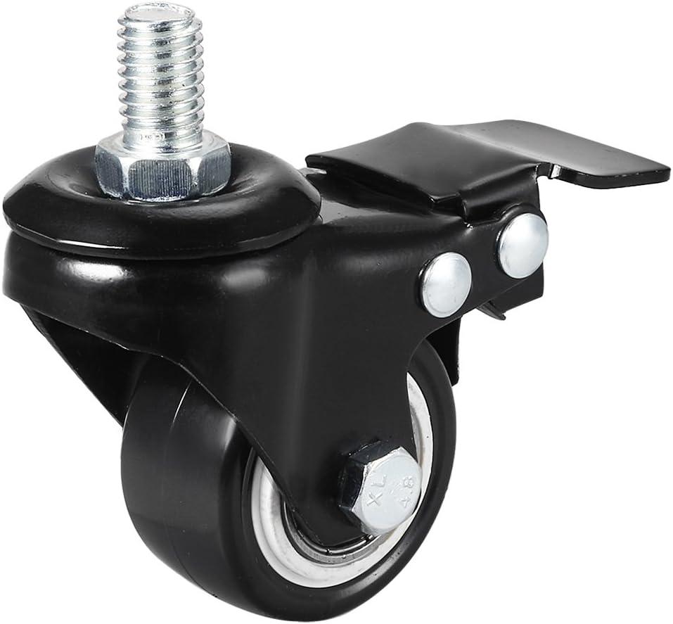 1.5 Inch Black Polyurethane Swivel Caster Wheels with Brake, Set of 4