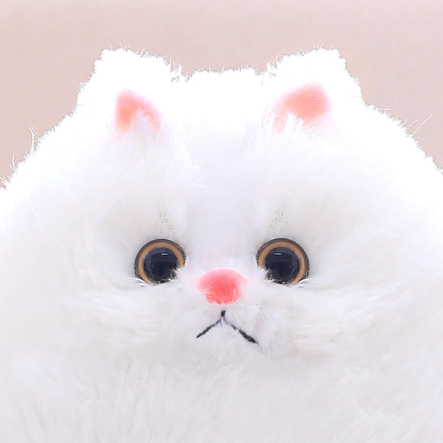 Fluffy White Persian Cat Plush Toy, 10 Inches