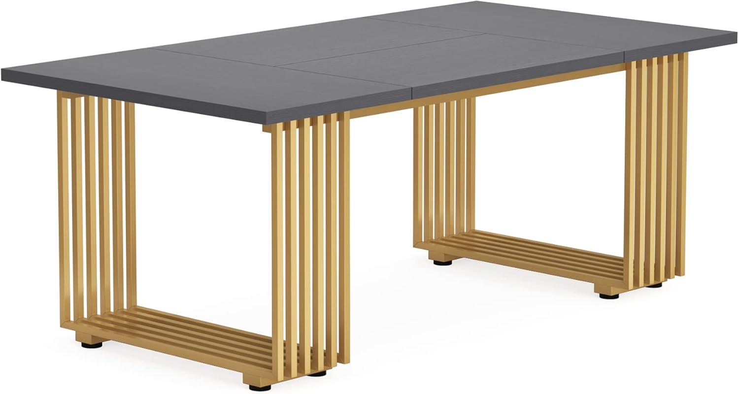 Tribesigns 70.9" Executive Office Desk, Modern Conference Desk with Metal Frame, White Gold
