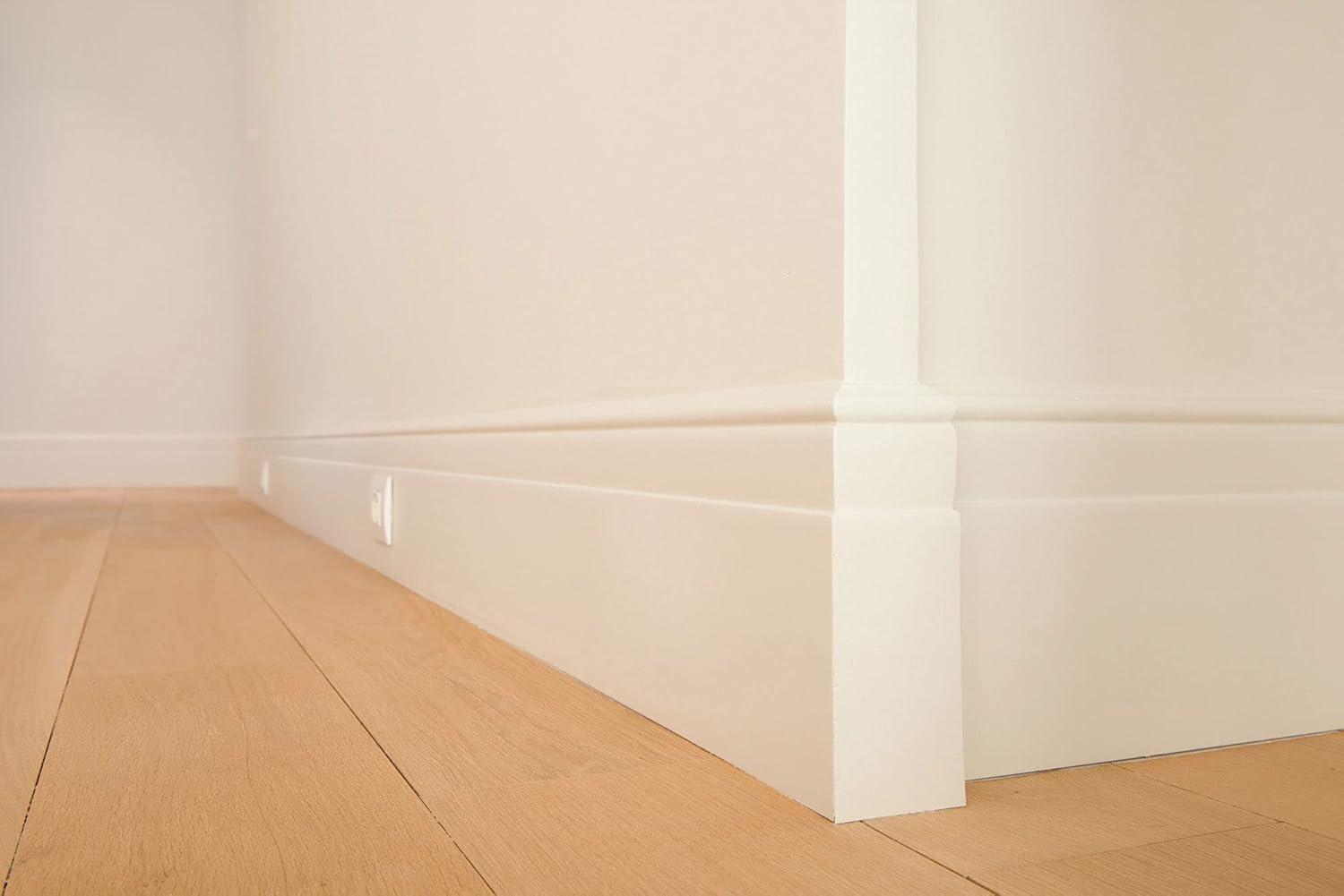 White 7-7/8in H x 78-3/4in Long Baseboard Moulding