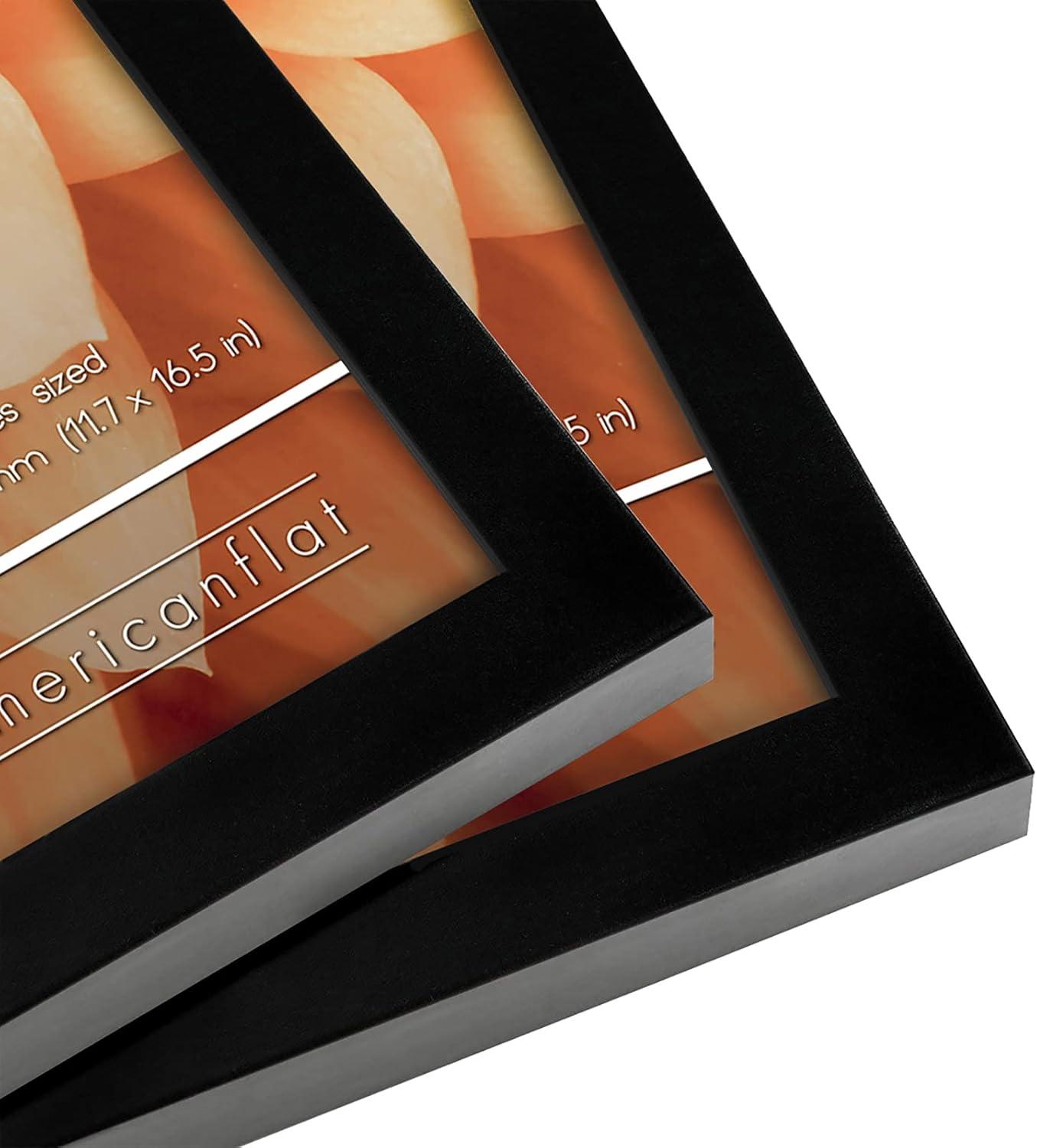 Americanflat A3 Picture Frame with Shatter-Resistant Glass - Set of 2 - 11.7x16.5 Frame with Engineered Wood - Signature Collection - Black