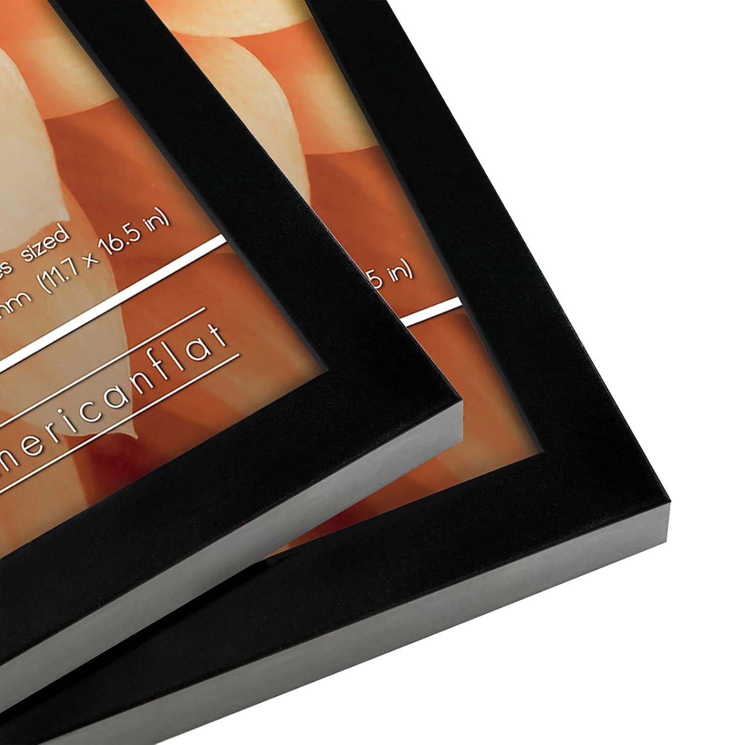 Americanflat A3 Picture Frame with Shatter-Resistant Glass - Set of 2 - 11.7x16.5 Frame with Engineered Wood - Signature Collection - Black