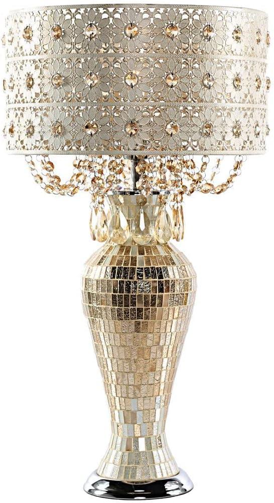 Champagne Bronze Mosaic Adjustable Table Lamp with Jeweled Accents