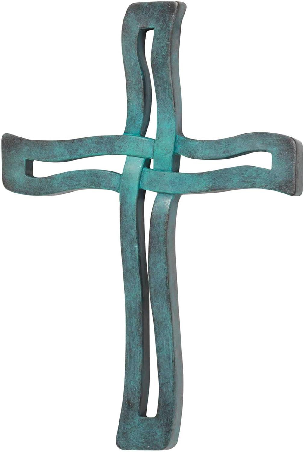 Teal Blue Wavy Resin Hanging Wall Cross