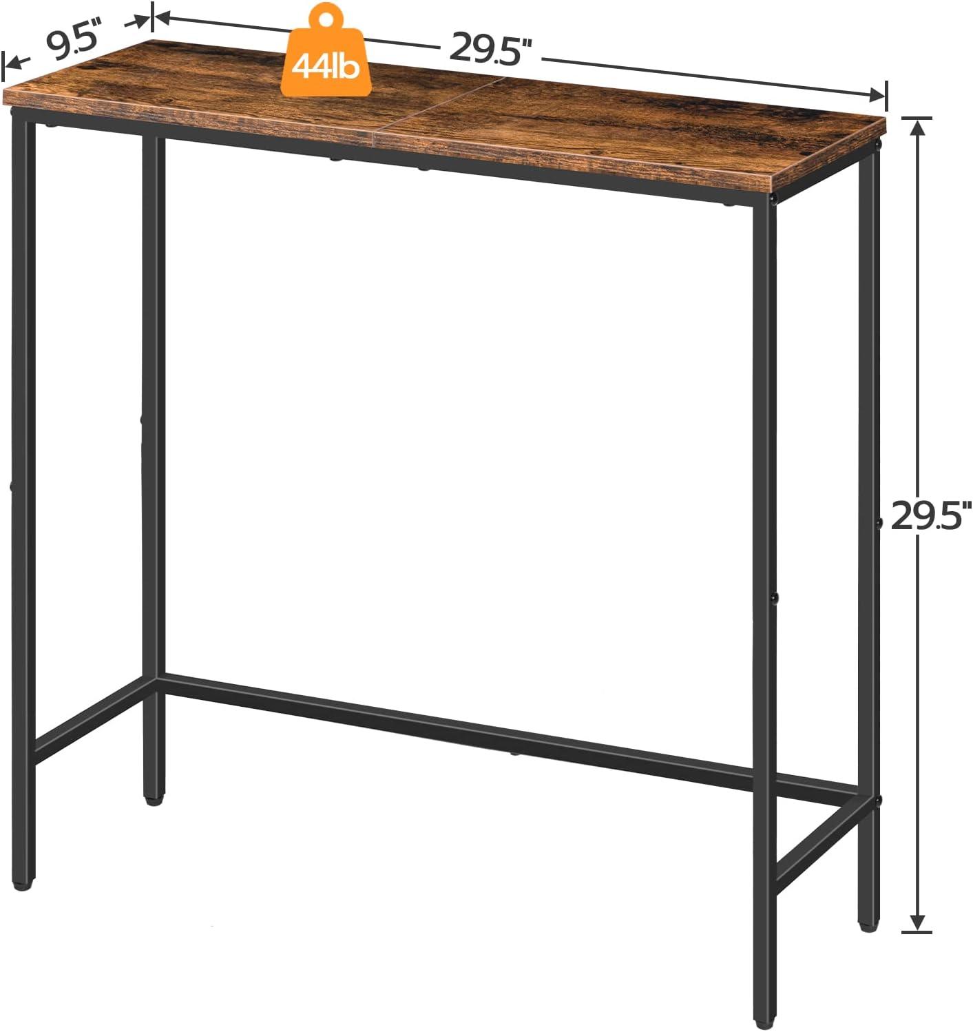 HOOBRO Narrow Console Table, 29.5" Small Entryway Table, Thin Sofa Table, Side Table, Display Table, for Hallway, Bedroom, Living Room, Foyer, Rustic Brown and Black BF75XG01
