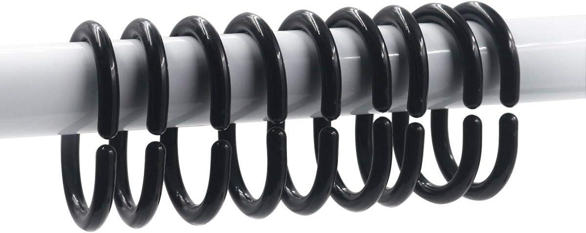 Evideco Solid Plastic Shower Curtain Hooks Rings (Set of 12)