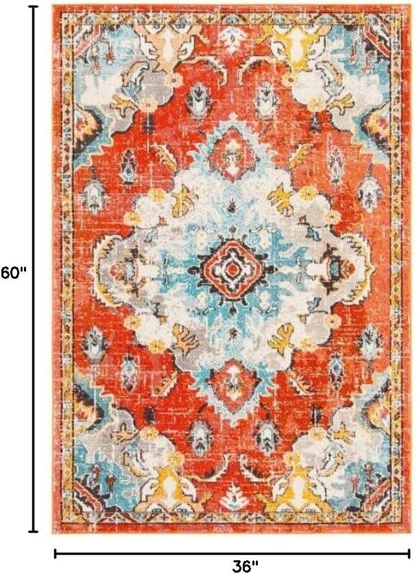 Monaco MNC243 Power Loomed Indoor Accent Rug - Orange/Light Blue - 3'x5' - Safavieh