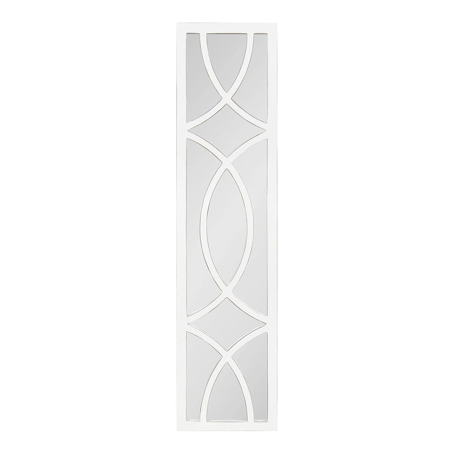 Kate and Laurel Tolland Decorative Wooden Panel Wall Mirror, 12" x 48", Soft White, Rustic Windowpane Accent Piece