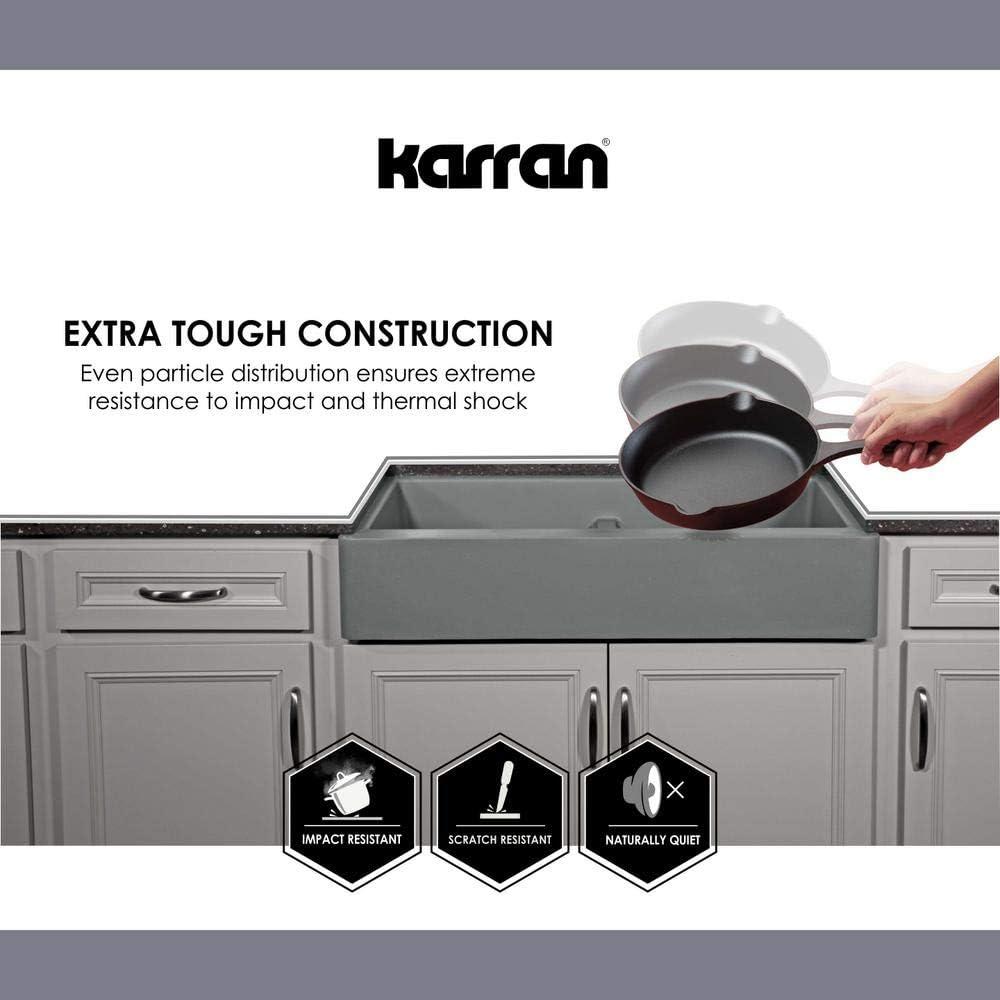 Karran Farmhouse/Apron-Front Quartz Composite 34'' X 21-1/4'' Single Bowl Kitchen Sink