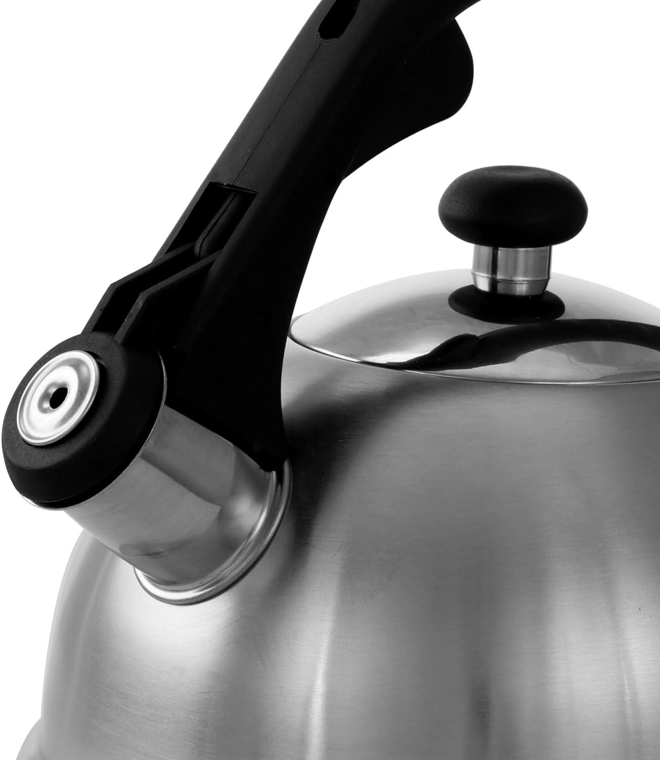 Silver Stainless Steel 2.2 Qt Whistling Tea Kettle