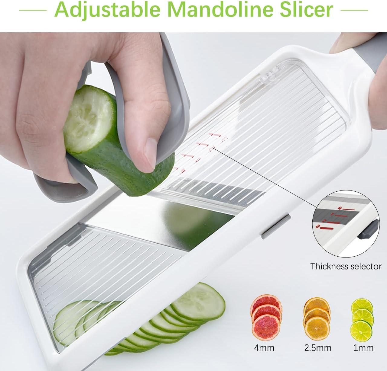 Versatile Handheld Mandoline Slicer - Adjustable Stainless Steel Blade, Ergonomic Grip, Enhanced Safety, Easy to Clean, Perfect for Quick and Precise Slicing of Fruits & Vegetables