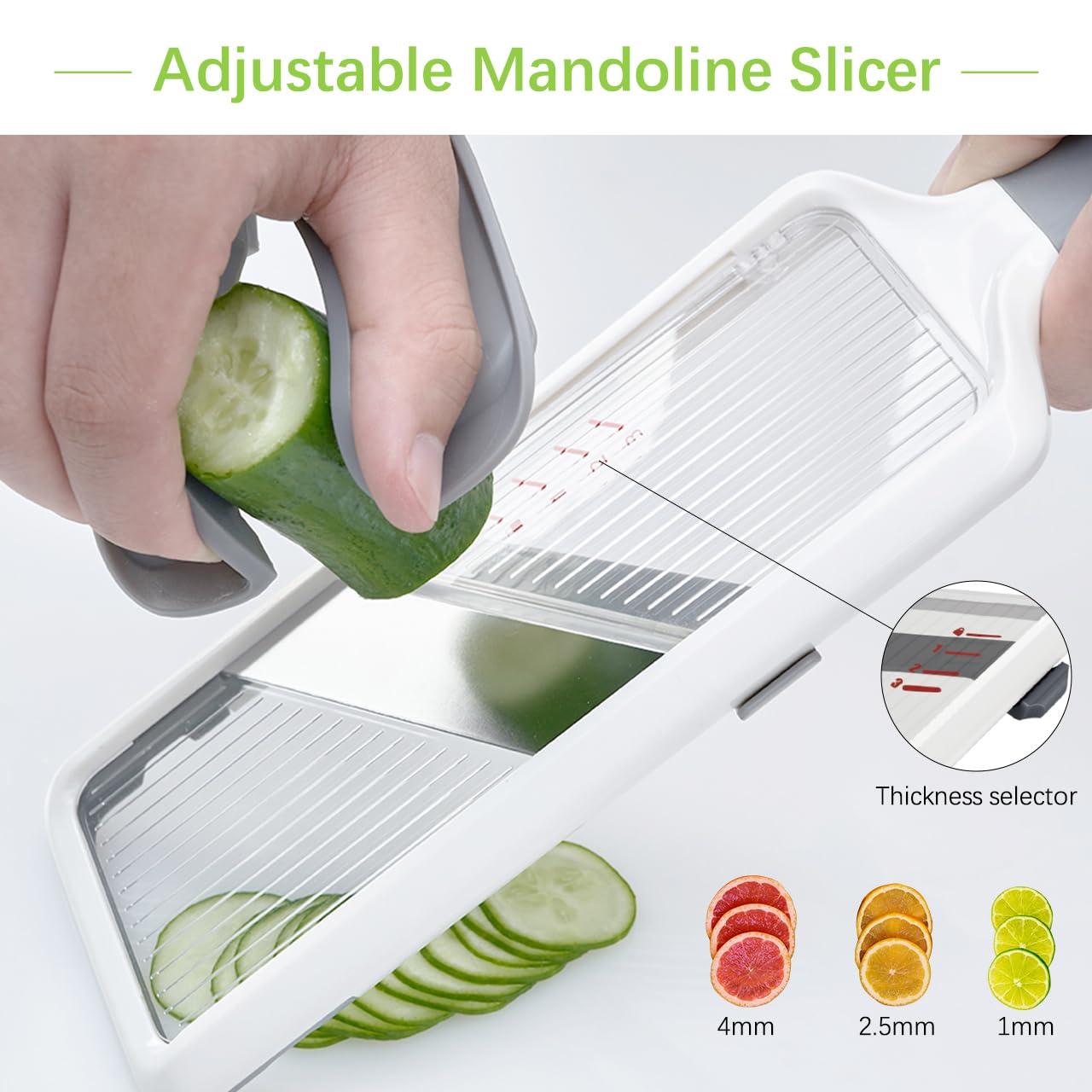 Versatile Handheld Mandoline Slicer - Adjustable Stainless Steel Blade, Ergonomic Grip, Enhanced Safety, Easy to Clean, Perfect for Quick and Precise Slicing of Fruits & Vegetables