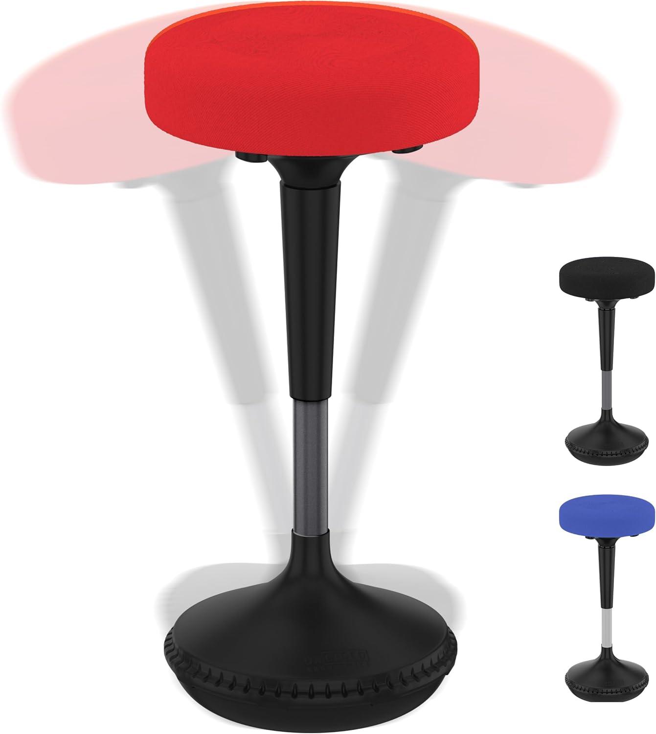 ErgoFlex Adjustable Red Wood & Metal Swivel Saddle Stool