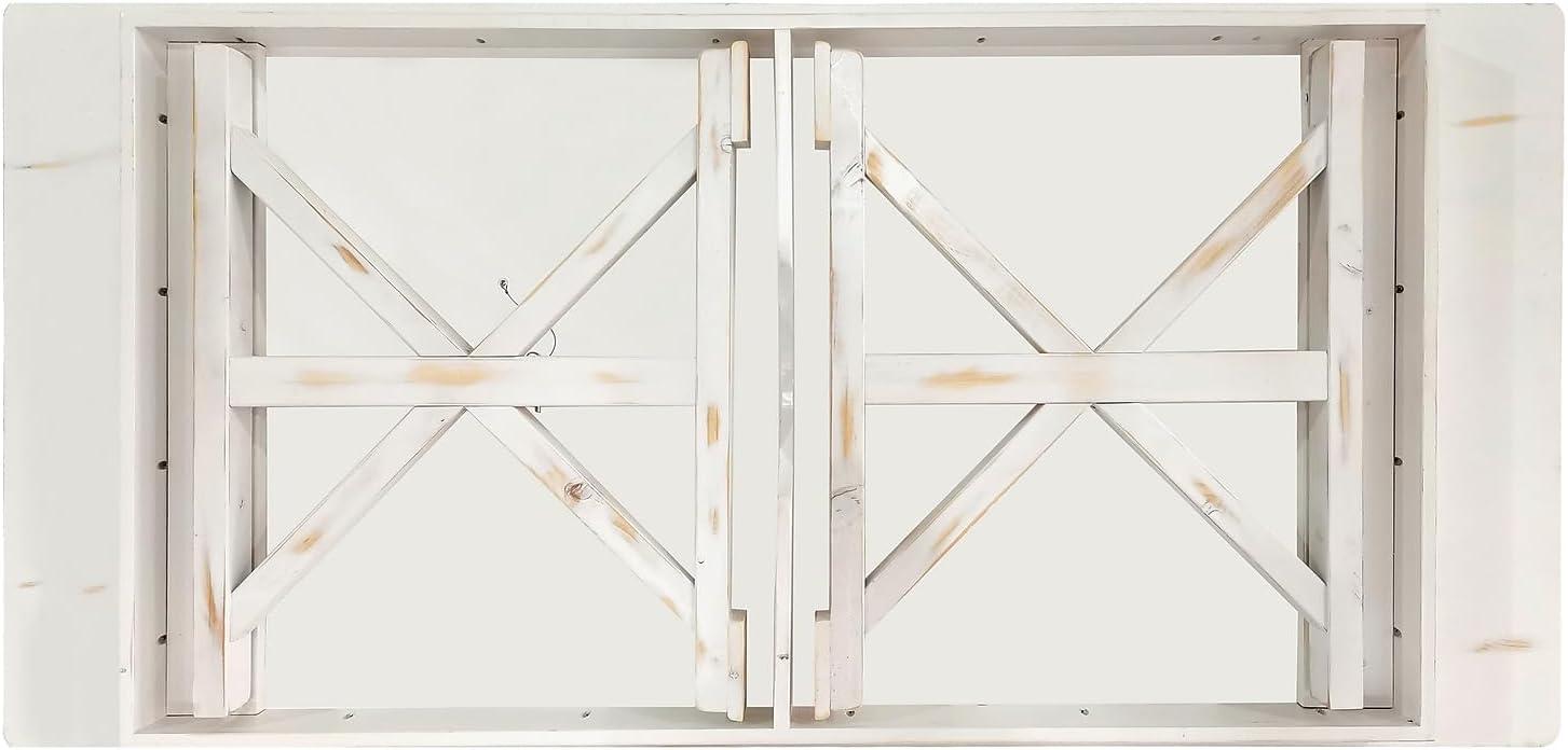 Flash Furniture Eternity Rectangular Solid Pine Farm Dining Table with Folding X-Style Legs