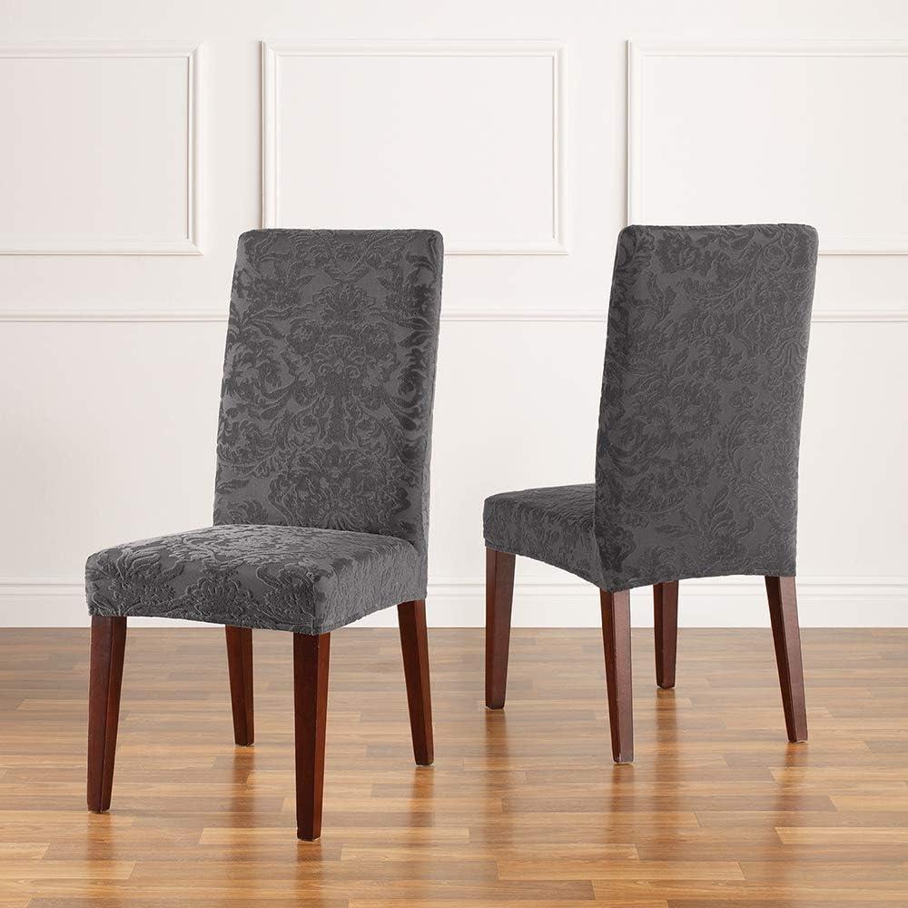 Sure Fit Stretch Jacquard Damask Short Dining Room Chair Slipcover