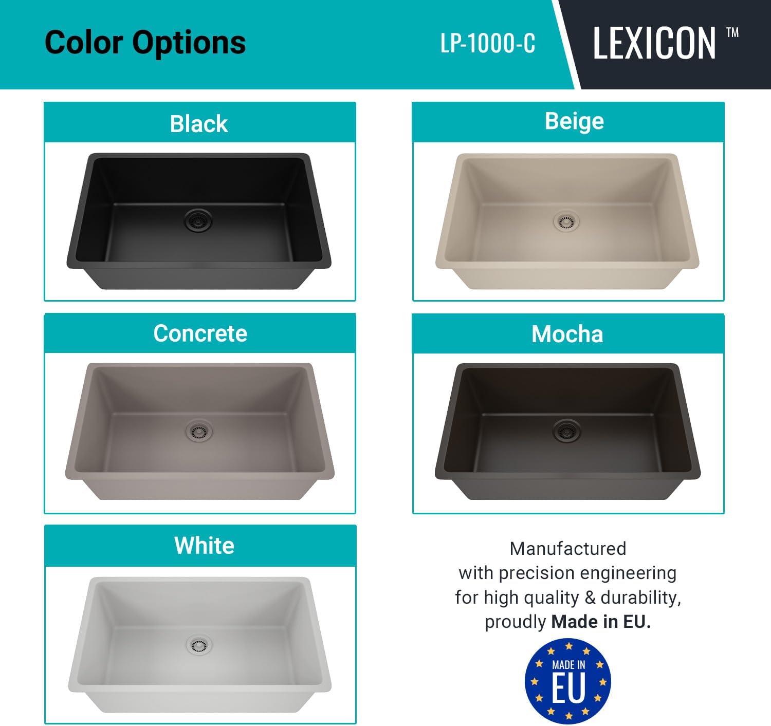 32" x 19" Quartz Kitchen Sink, Single Bowl Sink, Drop-in Sink, Undermount Sink, Granite Kitchen Sink, with Steel Grids and Basket Strainer, Disposal Flange