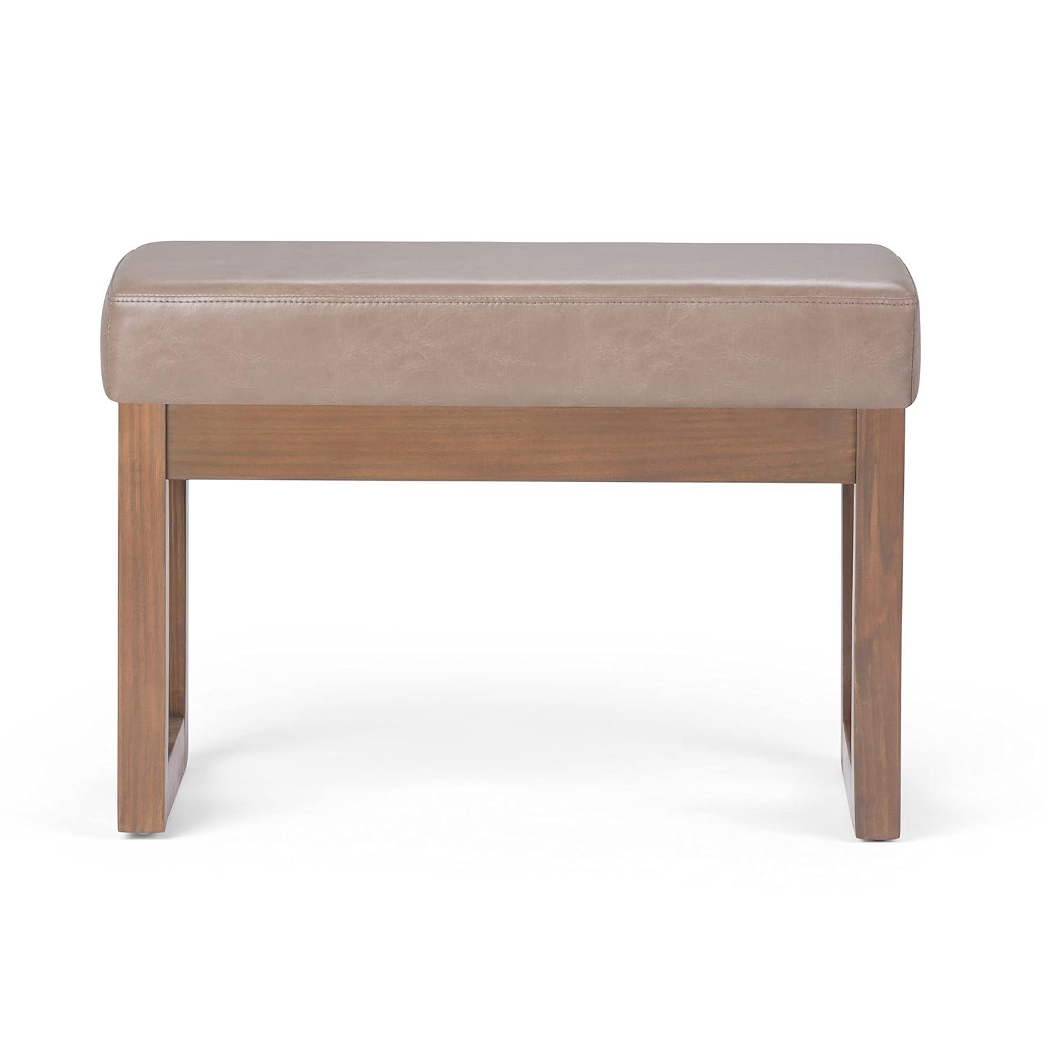 Simpli Home Milltown Ottoman Bench with Upholstered Seat and Solid Wood Frame