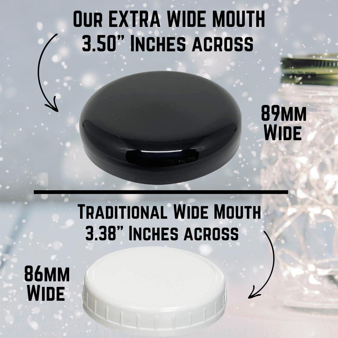 Jarming Collections 16oz Wide Mouth Glass Storage Jars – Extra-Wide Opening with BPA-Free Plastic Lids for Easy Filling, Food Storage, Pantry Organization & Canning Storage – Made in USA  (Set of 2)