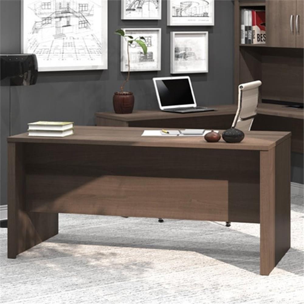 Atlin Designs Contemporary 4 PC Wood U-Shaped Desk with Hutch in Mahogany