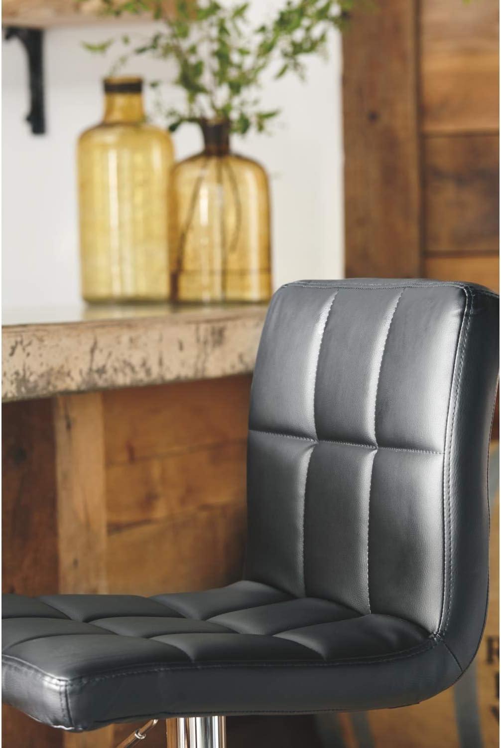 Signature Design by Ashley Bellatier Tall Swivel Barstool Black: Adjustable, Upholstered, Metal Frame