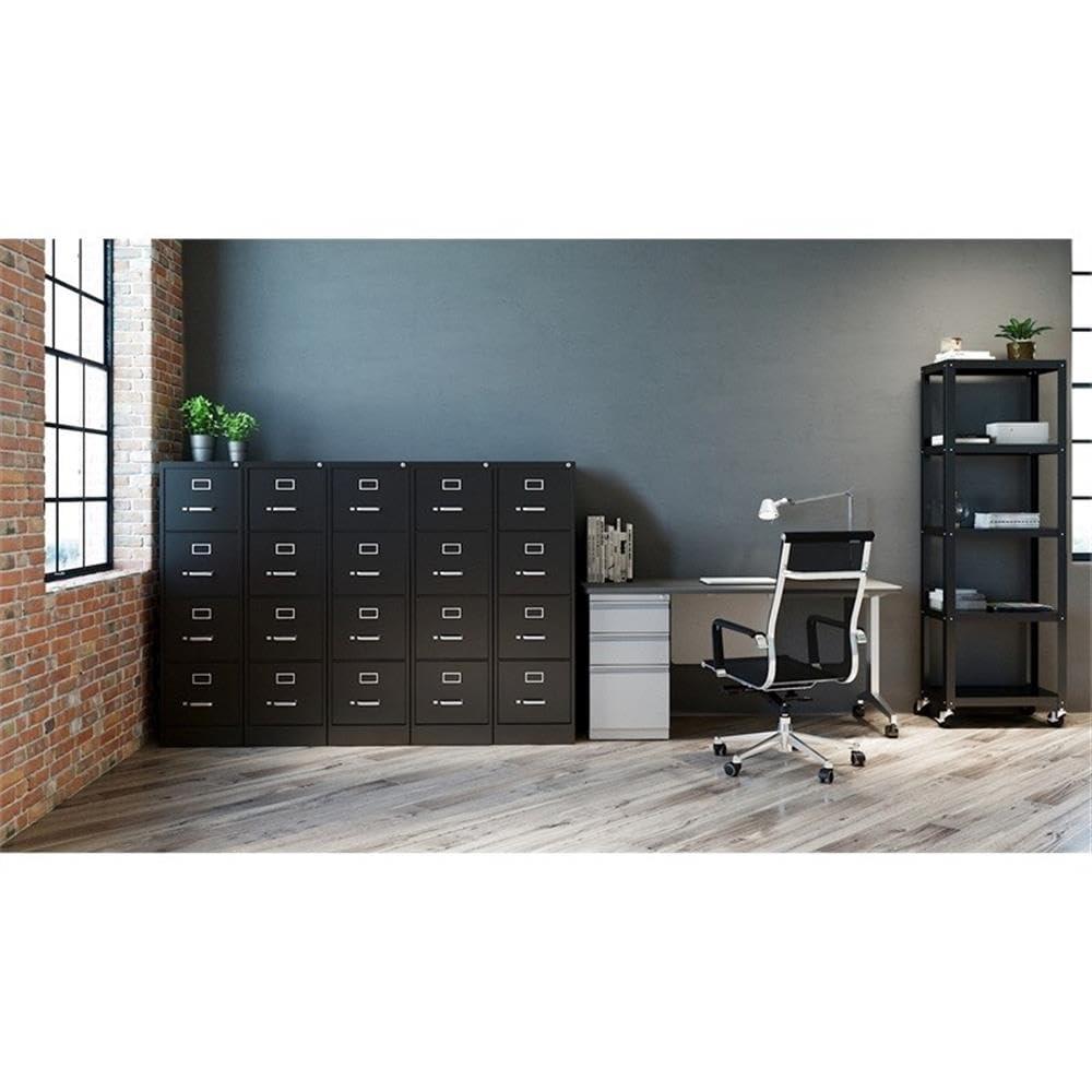 Scranton 4 Drawer 22" Deep Letter File Cabinet in Black, Fully Assembled