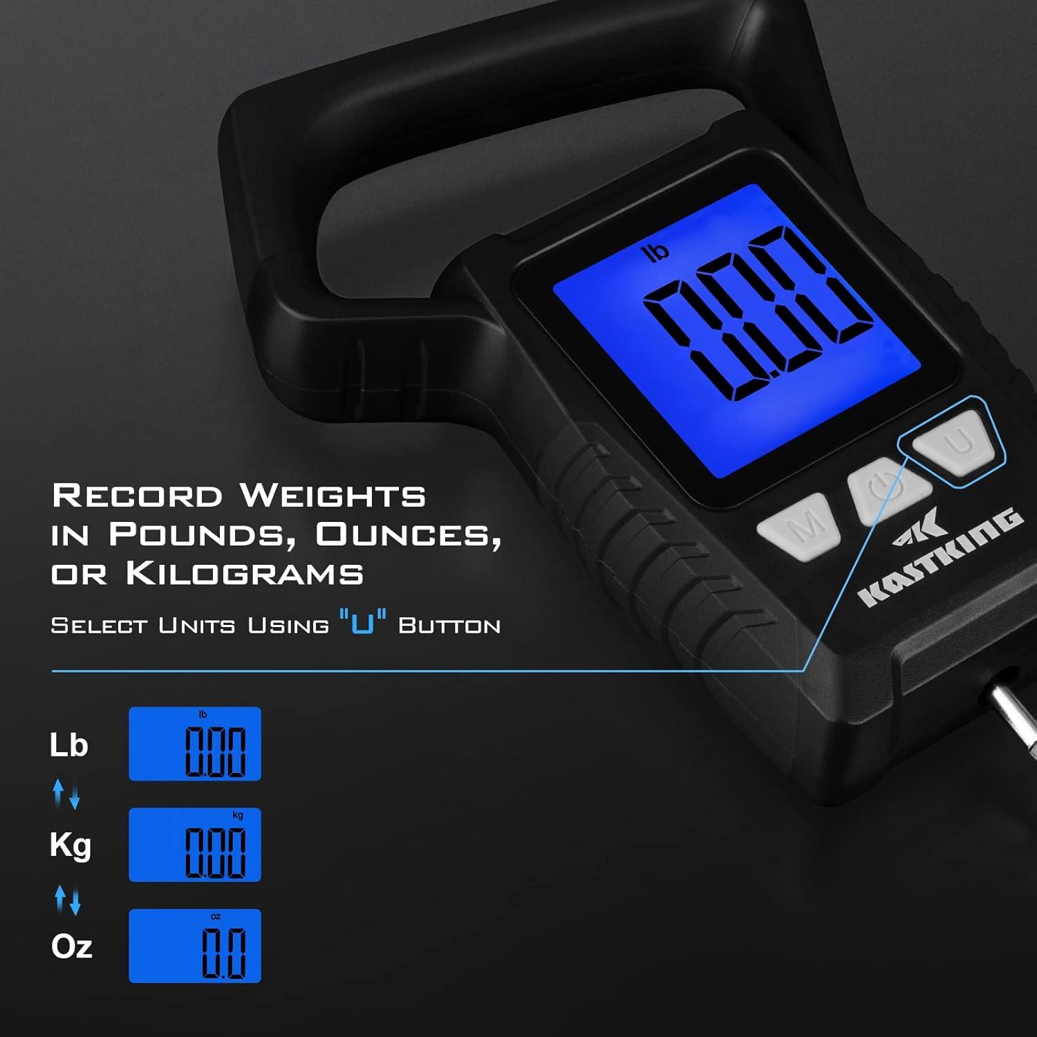 KastKing Fish Scale, WideView Floating Waterproof Digital Scale, 2.5” Large LCD Display, 110lb Capacity, Multi-Mode Pound/Ounces & Kilograms, Stores up to 9 Weights, Fishing Gifts for Men