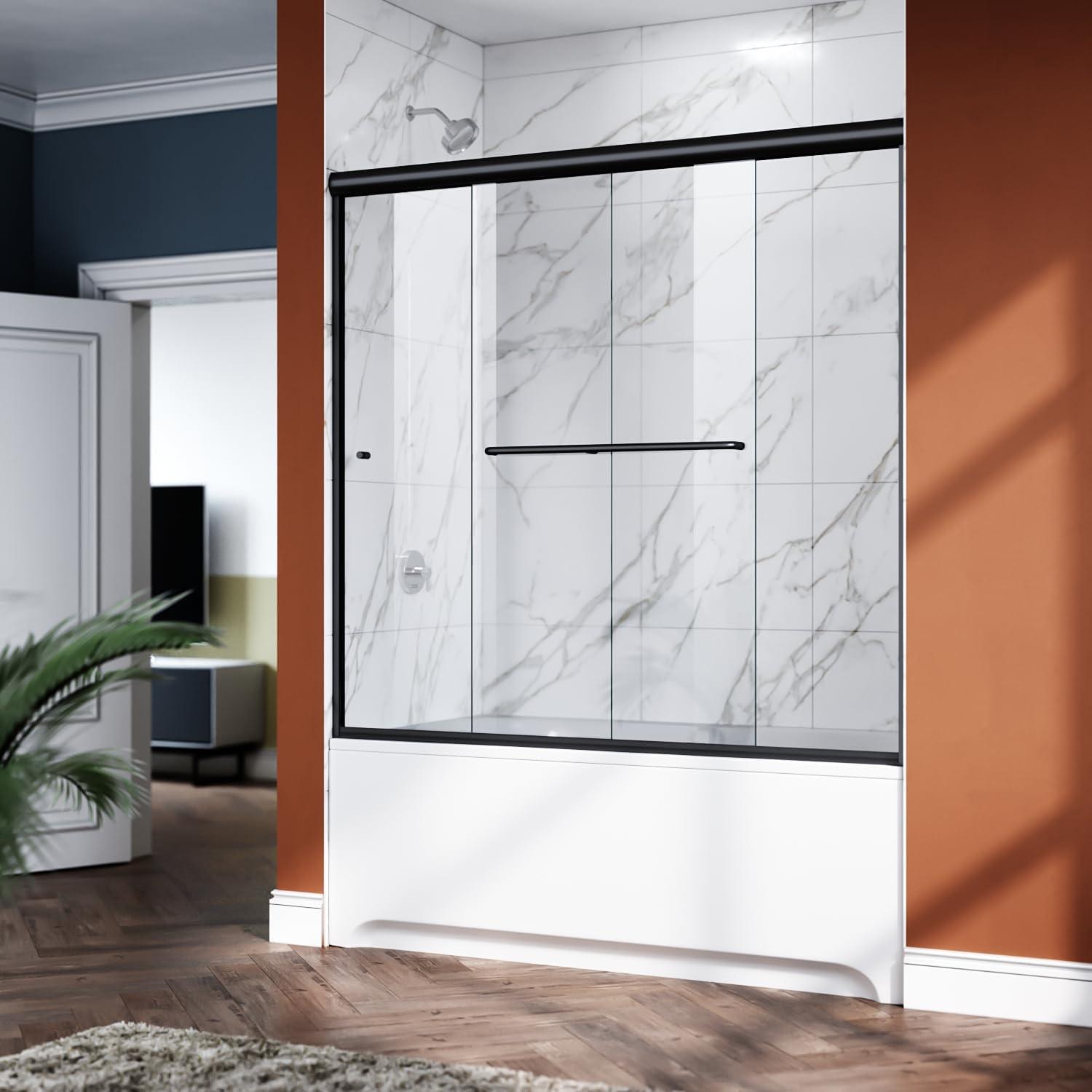 58.5" - 60" W x 62" H Sliding Semi-Frameless Shower Door