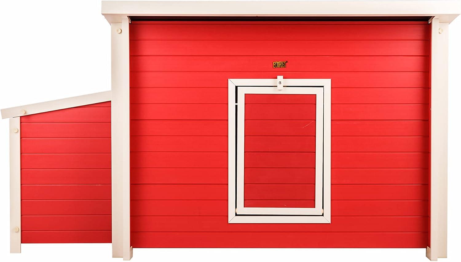 New Age Pet® ECOFLEX® Red Fontana Chicken Barn, Eco-Friendly and Non-Toxic Urban Coop for 2-3 Chickens, Easy Assembly, with Nesting Box and Roosting Bars, Moisture and Odor Resistant