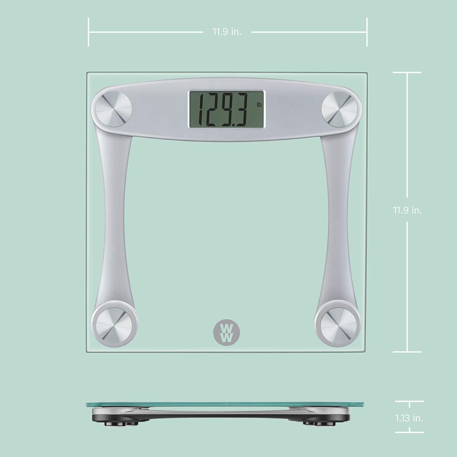 Silver Digital Glass Bathroom Scale with LCD Display