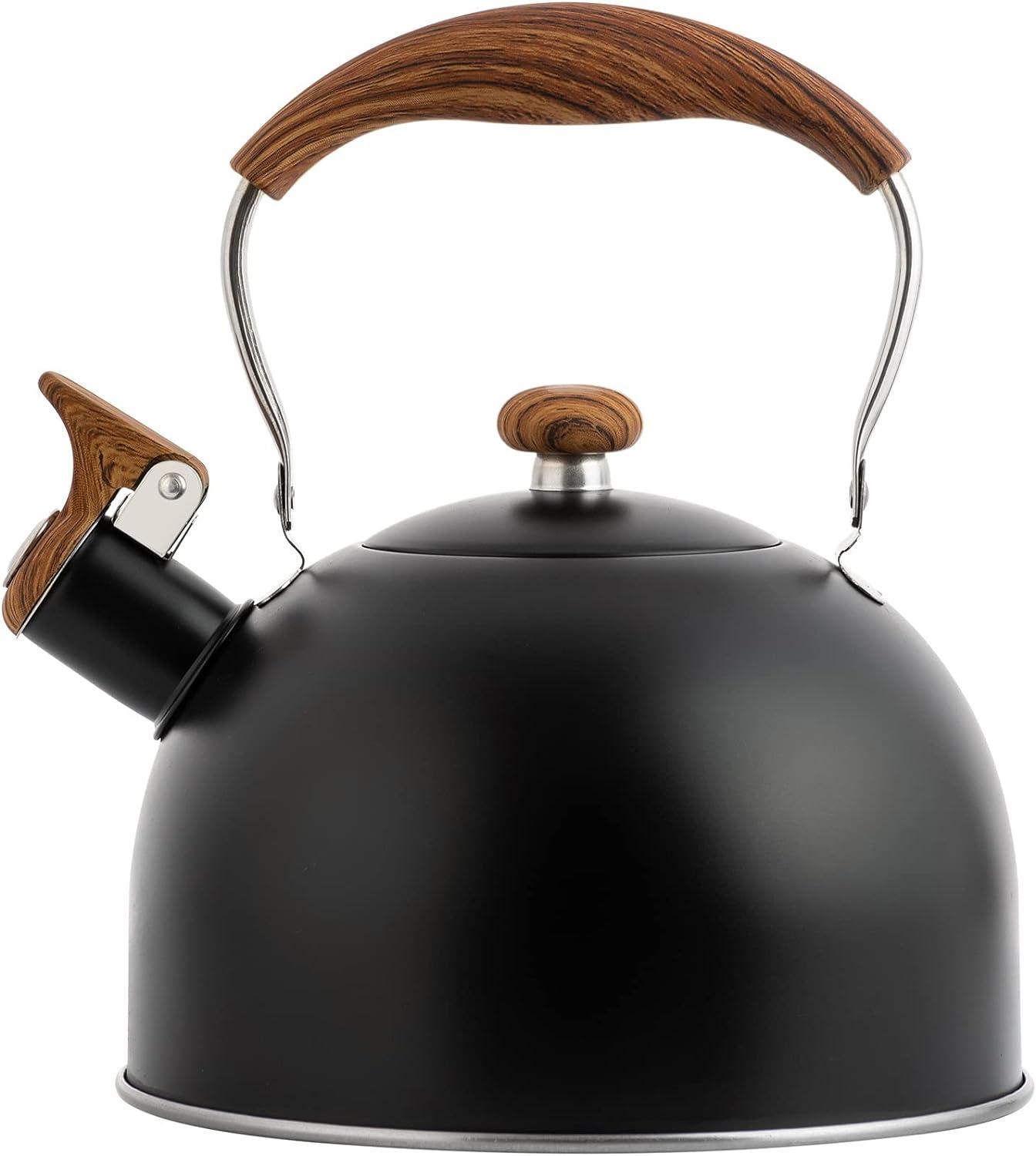 Whistle Tea Kettle with Wooden Handle Loud Whistle Stainless Steel for Water Kettle Stovetops