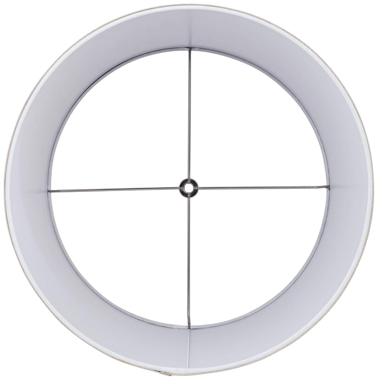 Springcrest Burlap Medium Drum Lamp Shade 14" Top x 16" Bottom x 11" High (Spider) Replacement with Harp and Finial