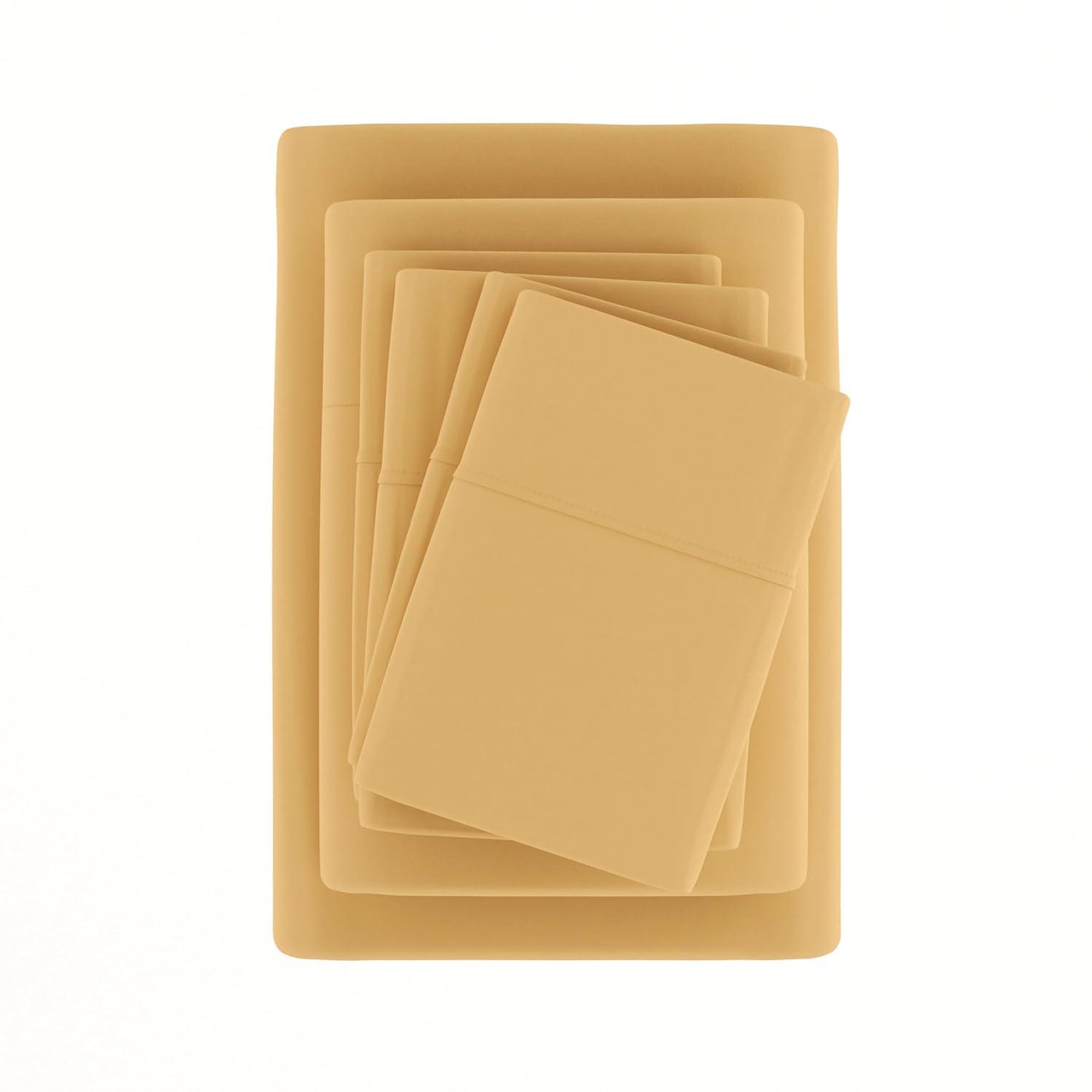 Twin, 3 Piece Solid Bed Sheet Set in Gold by Comfort Canopy