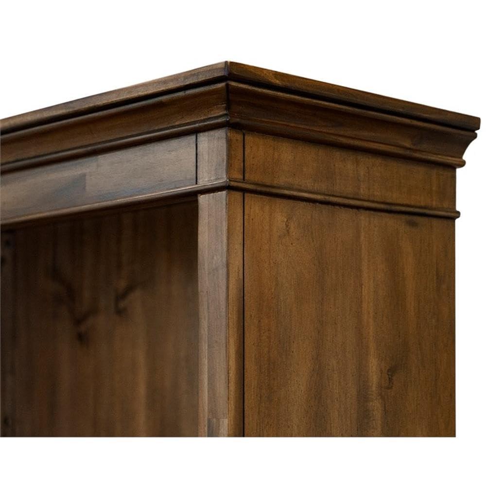 74" Porter Traditional Wood Open Bookcase Brown - Martin Furniture: Vintage Herringbone, No Assembly Required