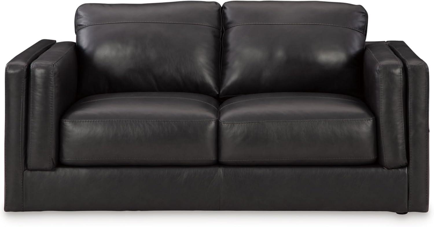 Amiata Black Faux Leather Pillow-top Arm Loveseat