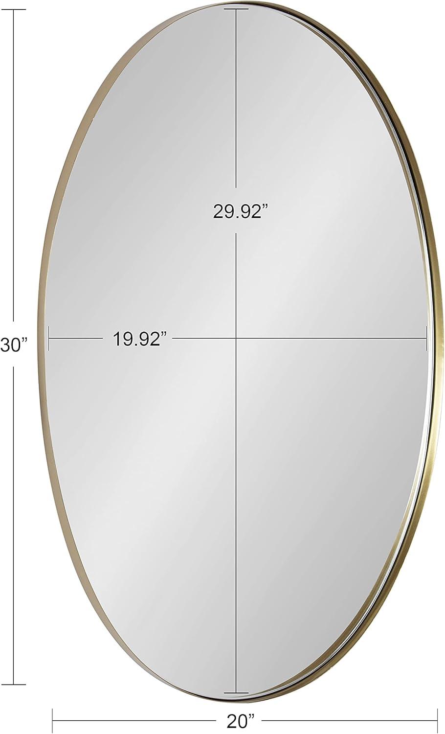 Kate and Laurel Rollo Midcentury Oval Metal Framed Mirror, 20 x 30, Gold, Decorative Modern Mirror Decor for Wall