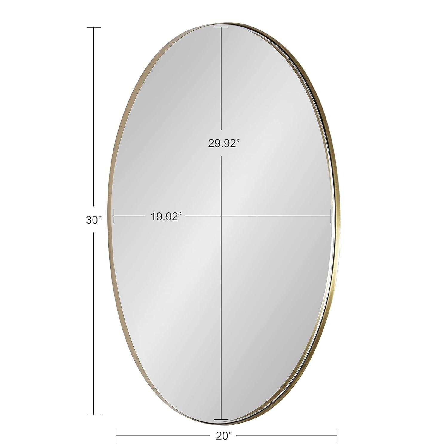 Kate and Laurel Rollo Midcentury Oval Metal Framed Mirror, 20 x 30, Gold, Decorative Modern Mirror Decor for Wall