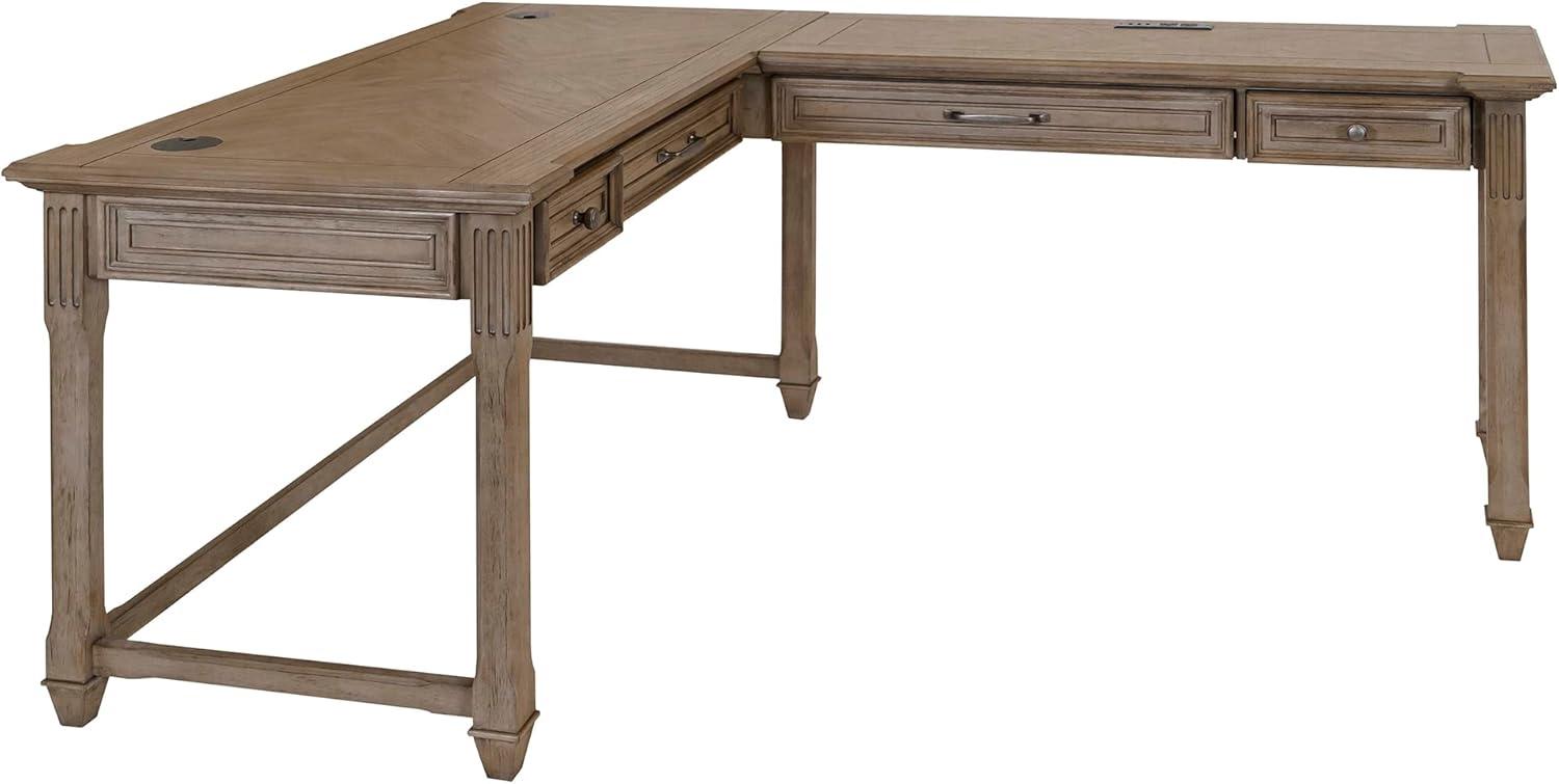 Bristol Traditional Wood Open L-Desk & Return Light Brown - Martin Furniture