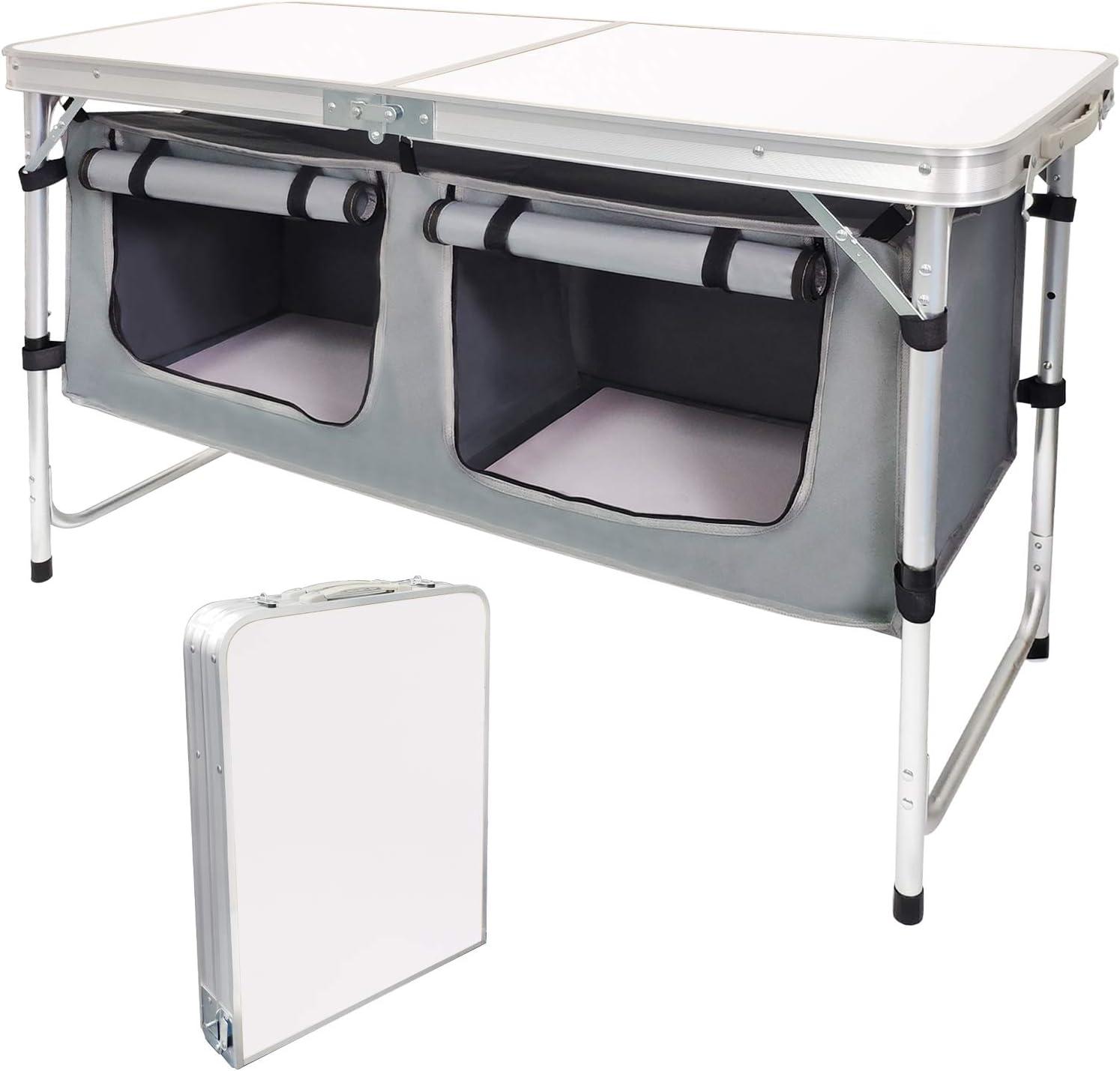 Aluminum Portable Folding Table with Storage, 47" x 27.3"