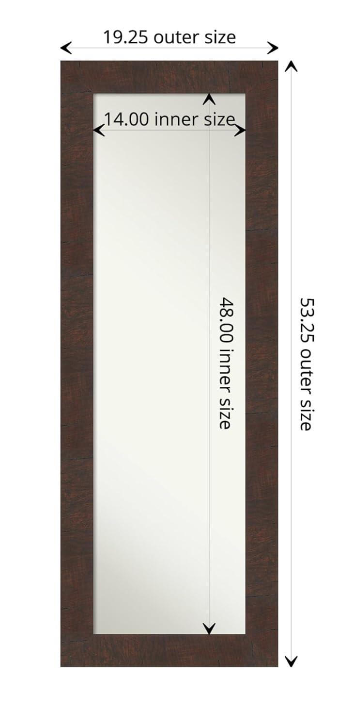 19" x 53" Non-Beveled Wildwood Brown Full Length on The Door Mirror - Amanti Art: Polystyrene Frame, Includes Mounting Hardware