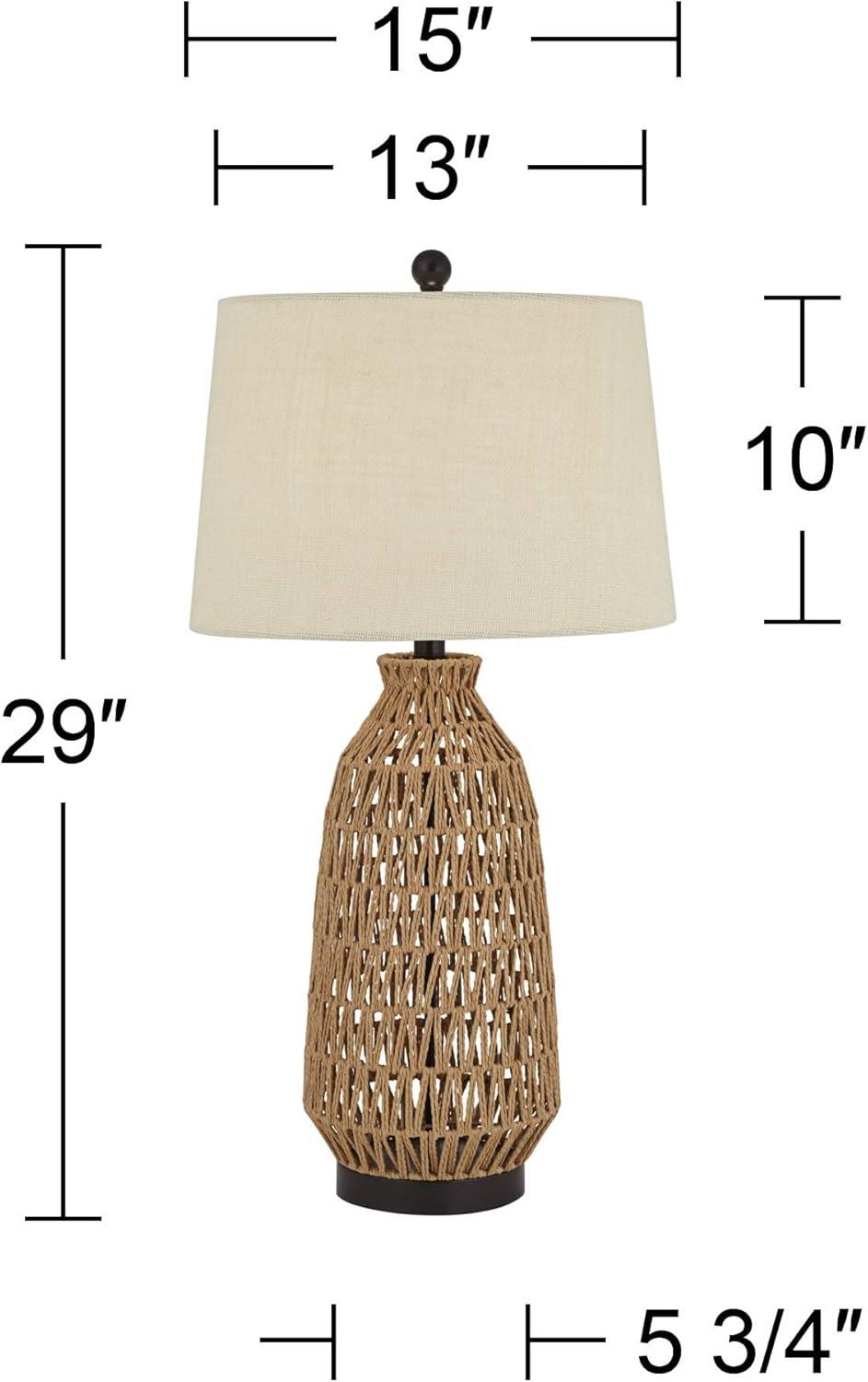 San Carlos 29" Coastal Modern Table Lamp with Bronze Accents and Oatmeal Shade