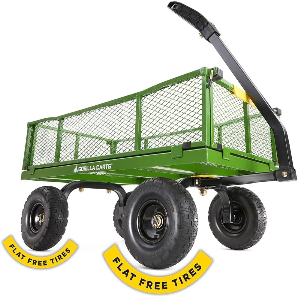 Gorilla Carts GOR400 400-lb. Steel Mesh Garden Cart with 10" Tires